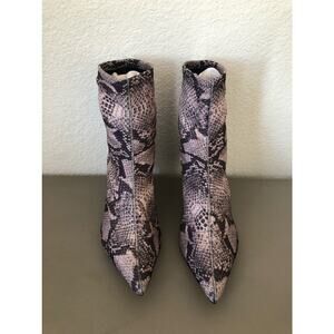 Schutz Python Snake Print  Knit Fabric Kitten Heel Sock Booties - 5B